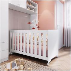 Berço Com Rodízios Aconchego Completa Móveis Branco