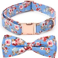 Thankspaw Coleira de cachorro com gravata borboleta ajustável estampada padrões fofos coleiras macias para animais de estimação para cães pequenos, médios e grandes