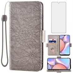 Capa carteira compatível com Samsung Galaxy A10S e protetor de tela de vidro temperado com suporte magnético de couro flip acessórios para celular capa para celular Glaxay Galaxies A10x mulheres