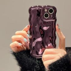 FABSPARK Capa para iPhone 13 Pro Max, padrão de bolha de meteorito 3D, galvanizada, moldura ondulada, brilhante, TPU macio à prova de choque para iPhone 13 Pro Max de 6,7 polegadas, roxo