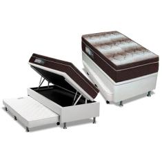 Cama Box Baú C/auxiliar Solteiro: Colchão Anatômico Ortobom Ortopédico Light + Base Crc Courano White(88x188)