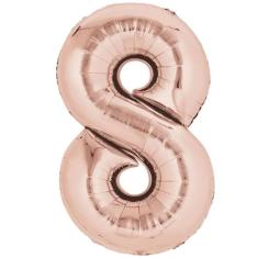 Balão Metalizado Rose Gold Número 8 - 70cm