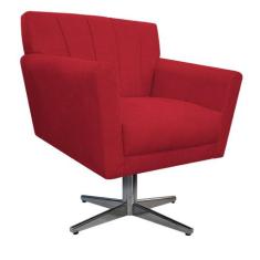 Poltrona Laura Base Giratória de Metal Suede Vermelho - Doce Sonho Móv