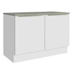 Balcão De Pia 120Cm 2PTSBranco/Branco Veludo Lux Madesa