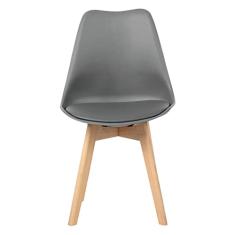 Cadeira de Jantar Eames Wood Leda Design Estofada (Cinza)