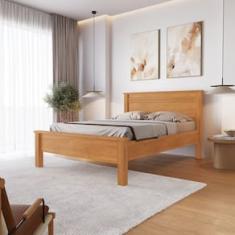 Cama de Casal Conquista Mel com Ripas Largas em MDF - 152cm de largura