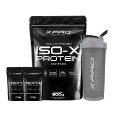 Kit Whey Iso-X 900g + 2x Creatina 100g + Coqueteleira 700ml - Xpro Nut