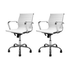Kit 2 Cadeiras De Escritório Diretor Secretária Baixa Charles Eames Ei