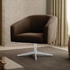 Poltrona Decorativa Giratória Cromada Stella Suede D03 - D'Rossi - DRo