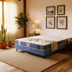 Cama Box King Castor Sleep Max D45 193x203x52 + Box Castor, Azul, King