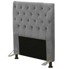 Cabeceira Cama Box Solteiro 90cm Cristal Suede Cinza - JS Móveis