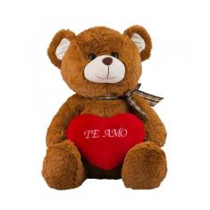 Urso De Pelúcia Marrom Coração &quot;Te Amo&quot; 40 Cm