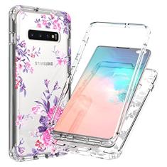 Vokuha Capa para Galaxy S10 Plus (não serve para S10 5G), capa para Samsung S10 Plus para meninas, linda capa protetora de TPU transparente floral transparente à prova de choque para Samsung Galaxy