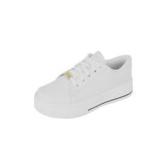 Tênis Feminino Casual Básico Branco Fio Preto Bellinda Shoes, Branco, 