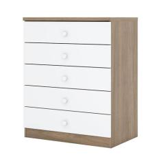 Cômoda Infantil Bala de Menta Rústico Branco  Henn