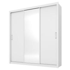 Guarda Roupa Casal Residence 3 Portas Branco Com Espelho - Demóbile Branco