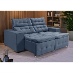 Sofá Retratil Reclinável Bari 3 Lugares Pillow em Veludo Tamanho 1,90 