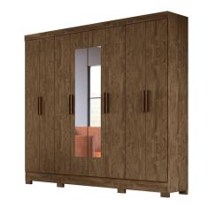 Guarda Roupa Casal Diplomata 911331 8 Portas de Giro 4 Gavetas MDP Castanho Wood Moval