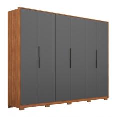 Guarda Roupa Casal Atrice 6 Portas de Bater 6 Gavetas MDP Amendola Grafito Demartêz