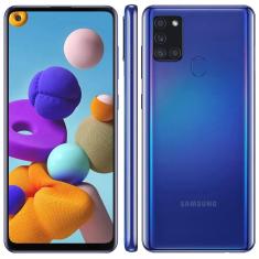 Smartphone Samsung Galaxy A21s 6.5 64GB Câmera Quádrupla 48MP + 8MP + 2MP + 2MP - Azul