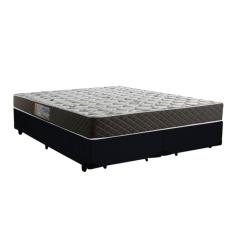 Cama Box Queen Colchão Mola Ensacada Belos Sonhos + Box Suede 66x158x198 Preto