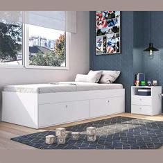 Quarto Juvenil com Cama 80 e Mesa de Cabeceira Tókio Branco - Art In Móveis