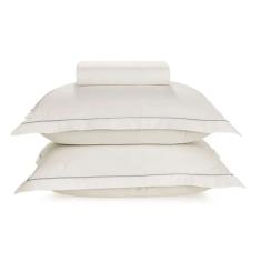 Lençol com Elástico Queen friso cinza Karsten 180 Fios Percal 100% Algodão com Fronha Royal Branco