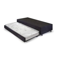 Bicama Solteiro 88x188x36cm Suede com Colchão Auxiliar D23 78x177x12cm Ecoline Preto