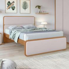 Cama Casal em Mdp/mdf 207x110cm Loop Amêndoa Clean