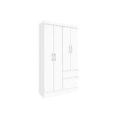 Guarda Roupa Solteiro Oregon c/ 4 Portas e 2 Gavetas Branco/Neve - Tcil Móveis