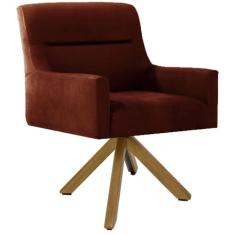 Poltrona Decorativa Giratória Base Giromad Madeira Angel B-417 Veludo 