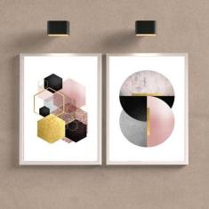 Kit 2 Quadros Decorativos Geométricos 45x34cm - Quadros On-line, A3 (4
