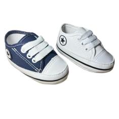 Kit 2 Pares Tênis Sapatinho Para De Bebê - Baby's Shoes, Branco, Azul,