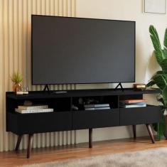 Rack para TV até 65 Polegadas com Pés Retro Preto Londres Madesa, Pret