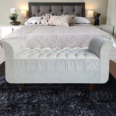 Recamier Para Quarto Calçadeira Estofado Queen Suede Bege