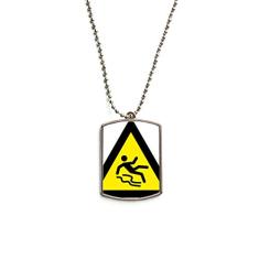 DIYthinker Colar para animais de estimação com pingente de corrente de aço inoxidável com símbolo de aviso amarelo e preto