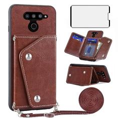 Asuwish Capa de telefone para LG V50 ThinQ Capa carteira com protetor de tela e suporte para cartão de crédito alça transversal acessórios de celular de couro LGV50 5G V 50 Thin Q V50ThinQ 50ThinQ 50V