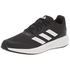 adidas Tênis de corrida unissex infantil Runfalcon 3.0 com tira elástica, Preto/branco/preto, 18