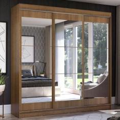 Guarda-Roupa Casal Madesa Istambul 3 Portas de Correr de Espelho 3 Gav