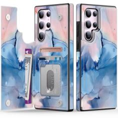 Goodon Capa carteira para Samsung Galaxy S23 Ultra - Capa flip de couro com design floral moderno, 3 compartimentos para cartão e função de suporte, capa protetora de telefone para mulheres e meninas