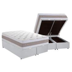 Cama Box Baú Casal Bipartida + Colchão Herval Inverno Verão C1666 Mola