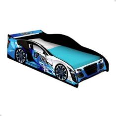 Cama Solteiro Com Proteção Lateral Carro Drift - LOJAS PRIMELAR, Azul