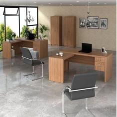 Kit 4 Peças com 2 Mesas para Escritório em L e 2 Armários - Espresso M