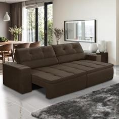 Sofá Retrátil e Reclinável 3 lugares 2,30m com Molas Stella Suede Marr