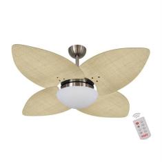 Ventilador de Teto Dormamu Bronze 4 Pás Palmae Natural 127V com Contro