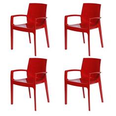 4 Cadeira Cream Polipropileno Vermelho Decoradeira