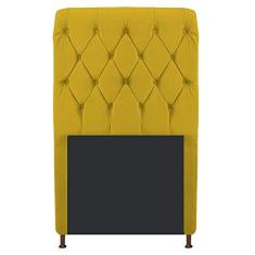 Cabeceira Estofada Cristal 90 cm Solteiro Com Capitonê Suede Amarelo - ADJ Decor