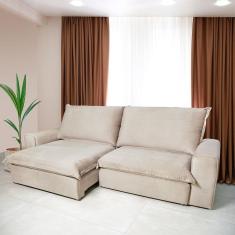 Sofá 5 Lugares Luizzi Greco Retrátil Reclinável E Revestido Em Tecido Veludo Slim 290Cm Capuccino