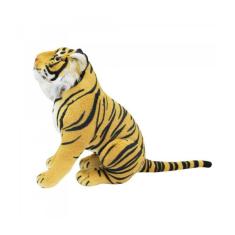 Tigre De Pelúcia Realista Amarelo Safari Deitado 31 Cm