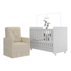 Berço Americano 3x1 com Colchão Incluso Poltrona de Amamentação Multimóveis MP4089